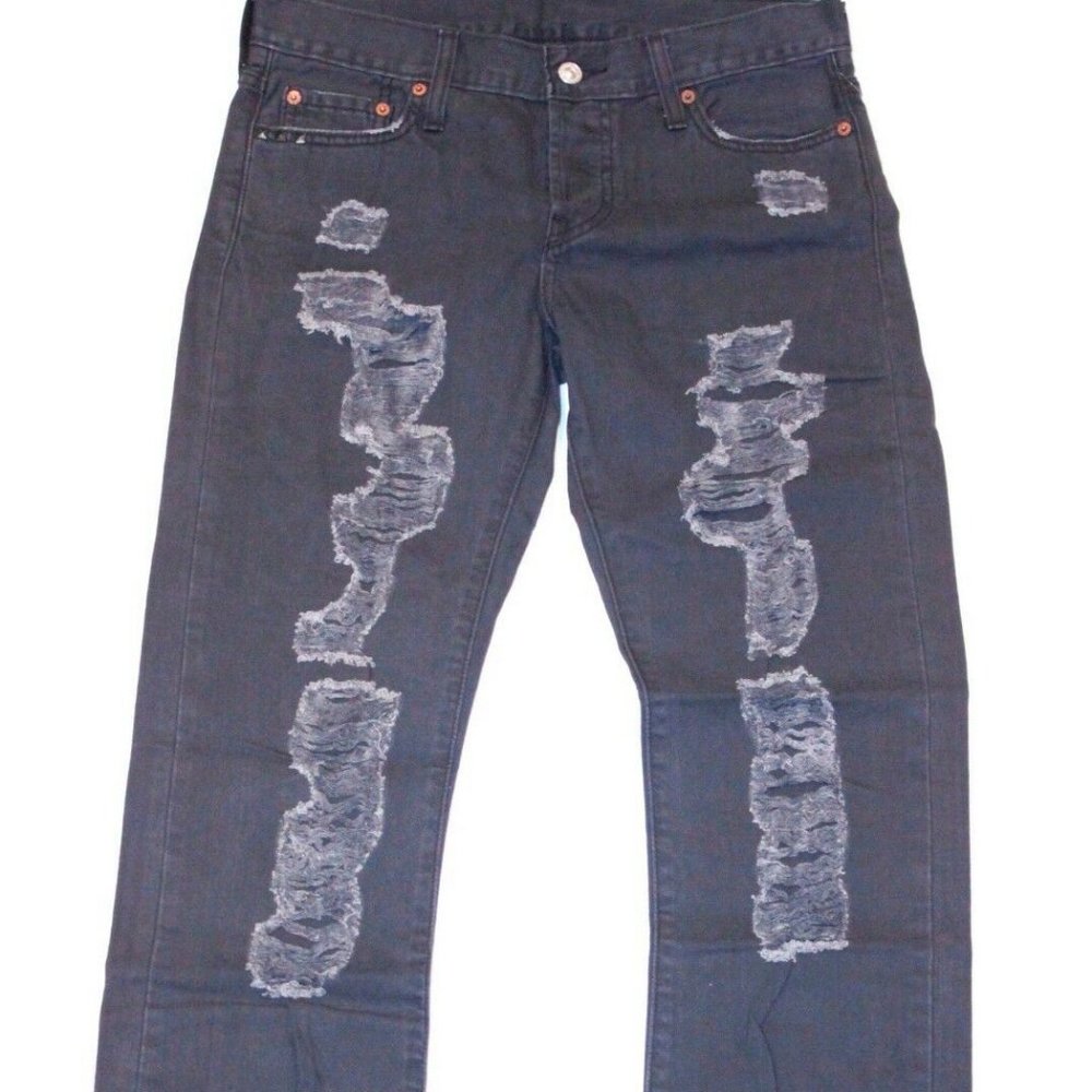 LEVI'S 501 Rip TORN Distressed JEANS Button Fly